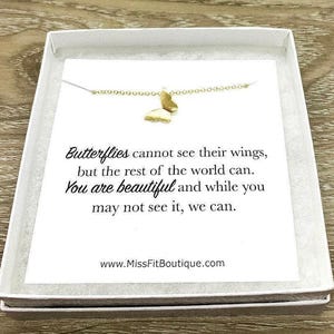 Beau collier papillon, citation avec message, pendentif insecte, bijoux délicats, collier d'amitié, cadeau de rappel simple, cadeau pour ami