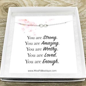 Carte Vous en avez assez, Collier délicat signe de l'infini, Cadeau pour affirmations, Collier éternité, Remplissage de bas, Vous valez la peine, Cadeau des fêtes