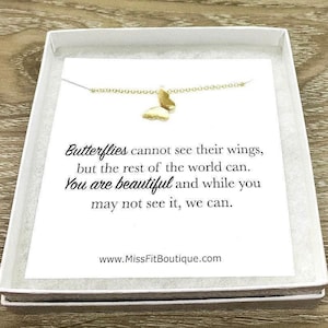 Beau collier papillon, citation avec message, pendentif insecte, bijoux délicats, collier d'amitié, cadeau de rappel simple, cadeau pour ami