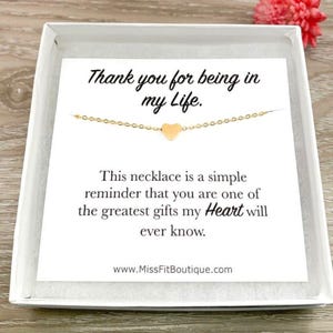 Petit collier coeur, carte de remerciement, cadeau de rappel simple, cadeau pour personne spéciale, cadeau pour meilleure amie, cadeau pour soeur, cadeau de votre pensée