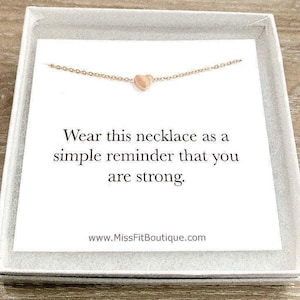Vous êtes fort, petit collier coeur avec carte personnalisée, cadeau de rappel simple, cadeau pour fille, cadeau pour adolescente, cadeau significatif pour elle