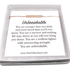 Bracelet barrette scintillant, citation incassable, bijoux de force, cadeau vous êtes fort, cadeau affirmation de soi, bijoux mantras, cadeau ami en difficulté