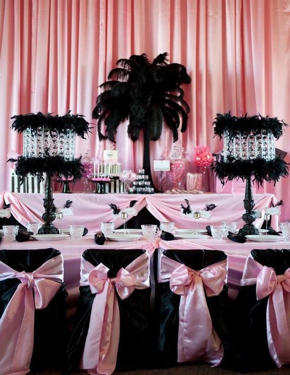 Ostrich Feather Centerpiece With Acrylic and Pearl Garlands for a Vintage  Roaring 20's Look 