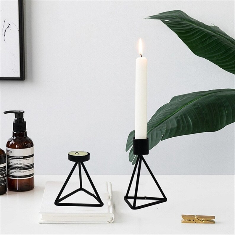 Tall Geometric Candlestick Holder Wedding Decor Wedding Etsy