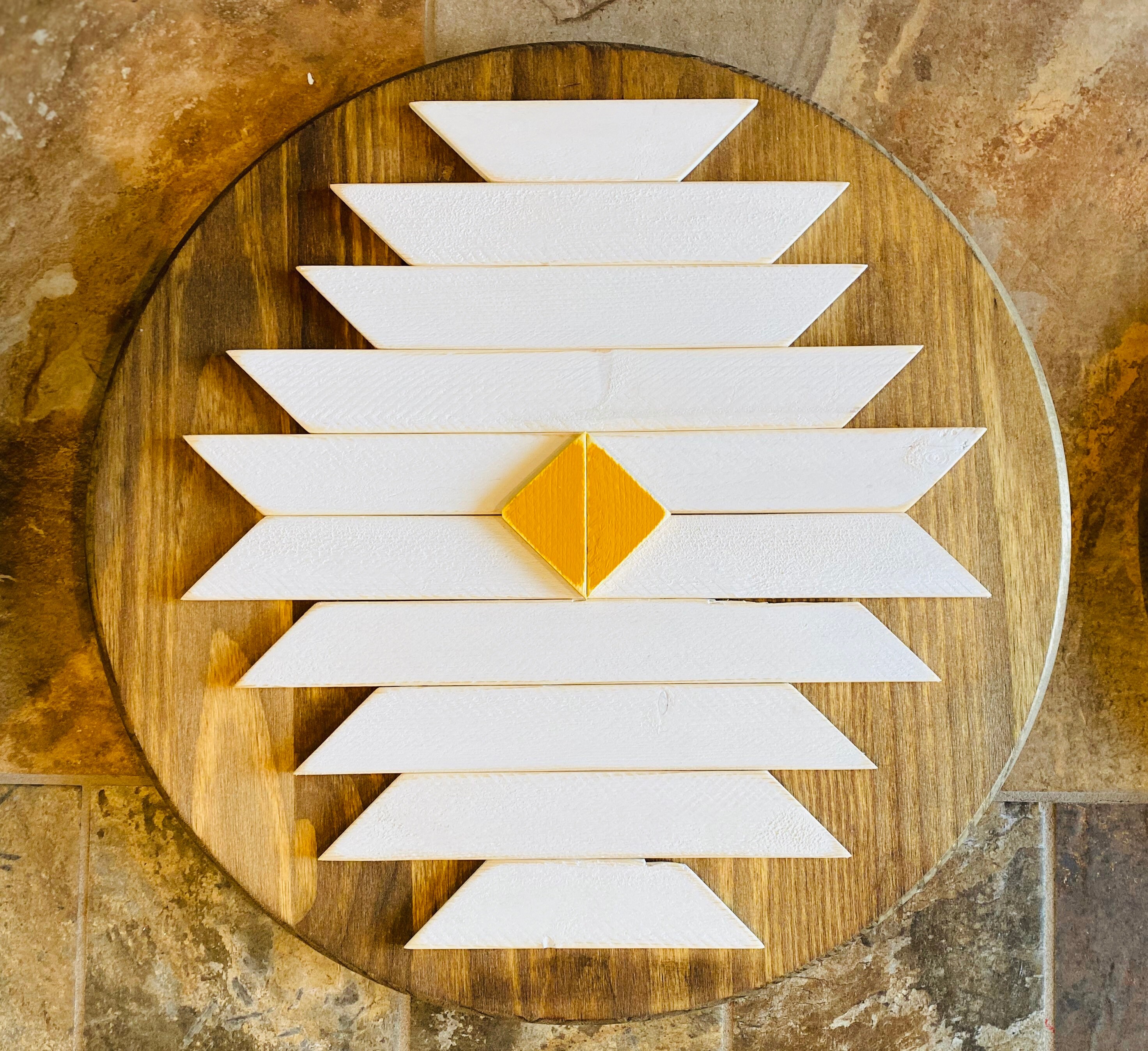 Geometric Wood Wall Art Round Wood Art Aztec Wood Art Bobo Etsy