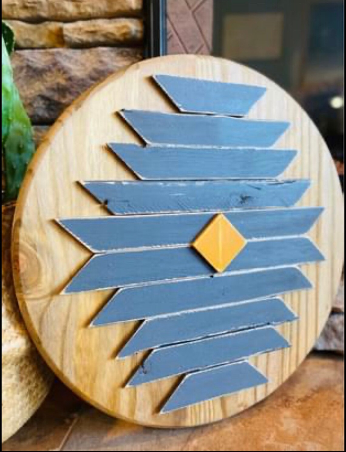 Geometric Wood Wall Art Round Wood Art Aztec Wood Art Bobo Etsy