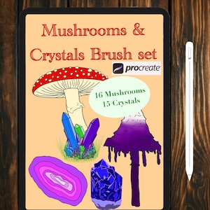 Mushrooms and Crystals brush set for Procreate