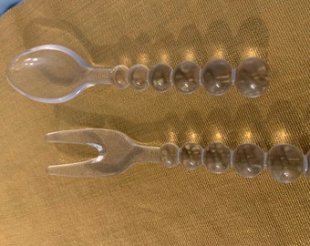 Salad tongs LIKE new China Galore Crystal glass salad set Gorgeous Pressed Glass Crystal Salad Server Set of Two