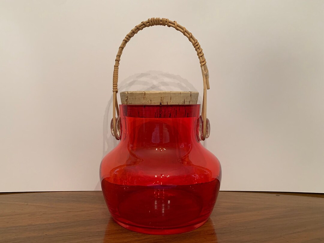 Vintage Takahashi Orange/ Red Glass Jar / Ice Bucket/ Vase Etsy