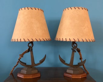 Pair Bronze Anchor Lamps