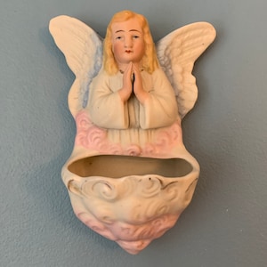 Vintage German Bisque Holy Water Font