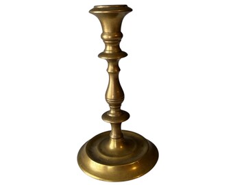 19th Century English Single Brass Candlestick