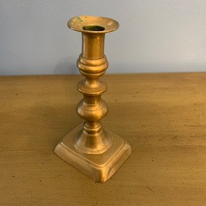 19th Century English Single Brass Candlestick