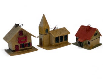 Set of Three Small Vintage Small  “Putz” Houses
