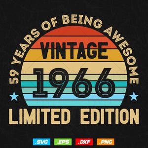 59 Years Of Being Awesome Vintage Limited Edition Verjaardag Vector T-shirt Design Png Svg-bestanden, verjaardagscadeau svg-bestanden voor de cricut