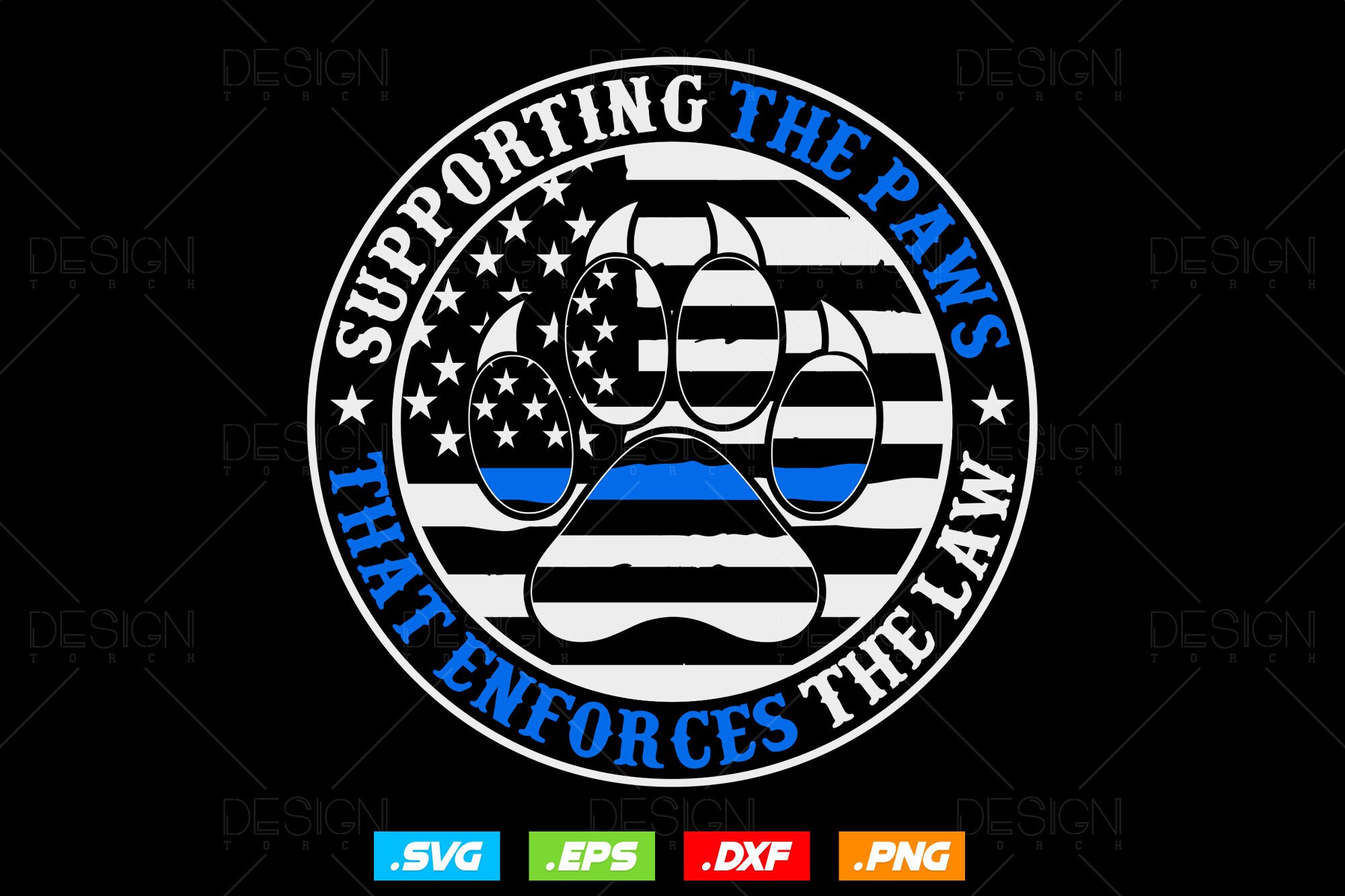 Supporting The Paws That Enforces The Law Svg Png, K9 Police Dog Paws svg, Thin Blue Line svg, USA Flag Patriotic Gifts For 4th Of July Svg