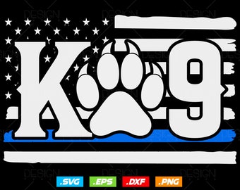 アメリカ国旗と警察の細い青い線が描かれた愛国的なK9犬の足跡（SVG PNG）、救急隊員、独立記念日の愛国的な贈り物（SVG）、父の日（SVG）