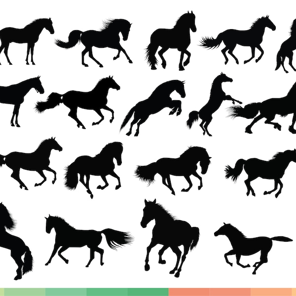 Horses Silhouette Vector svg, Running Horses svg, Horse lover, Horse Rider, Cutting files for Crciut, Horse dxf files, Png and Eps Files