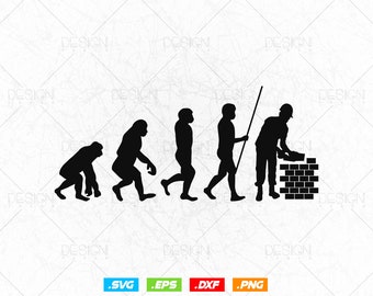Funny Bricklayer Evolution Wall Builder Mason Svg Png, Construction svg, SVG Files for Cricut Silhouette, Clipart, Instant download