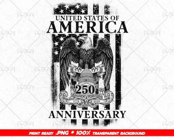 America 250th Anniversary PNG: Patriot Eagle Statue, 250 Years Flag, 4th Of July American Historical 1776 to 2026 Independence Day Gifts