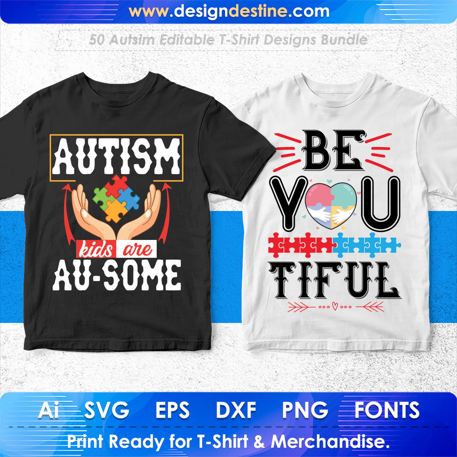 50 Editable Autism T Shirt Designs Bundle in Ai Png Svg | Etsy