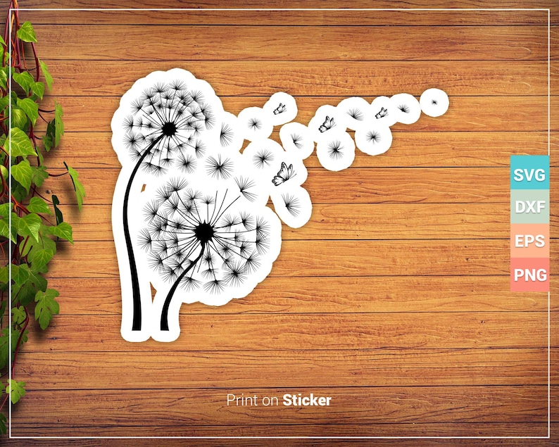 Download Dandelion with Butterfly SVG files for cricut silhouette ...