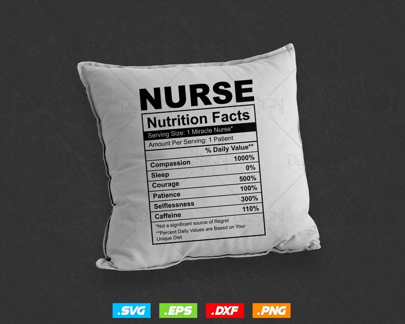 Diseño de camiseta editable con información nutricional de enfermeras (archivos SVG y PNG), divertida vida de enfermera (SVG), información nutricional de enfermeras (archivos SVG para Cricut) imagen 4