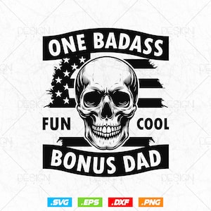 Een Badass Bonus Stiefvader Grappig Cadeau Verjaardag Stiefvader T-Shirt Design Png Svg-bestanden, Vaderdag Svg, Papa Papa Svg-bestanden voor Cricut