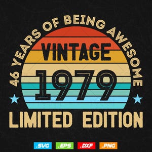 46 Years Of Being Awesome Vintage Limited Edition Verjaardag Vector T-shirt Design Png Svg-bestanden, verjaardagscadeau svg-bestanden voor de cricut