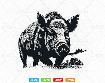 Wild Boar Hunter Pig Hog Hunting Svg Png, Outdoors Wild Boar Pig Hunting Gifts for Men Svg Files for Cricut Silhouette, Instant Download