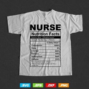 Diseño de camiseta editable con información nutricional de enfermeras (archivos SVG y PNG), divertida vida de enfermera (SVG), información nutricional de enfermeras (archivos SVG para Cricut) imagen 2