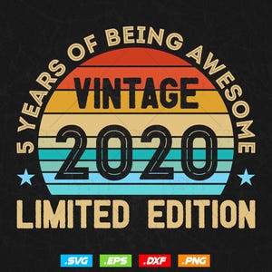 05 Years Of Being Awesome Vintage Limited Edition Verjaardag Vector T-shirt Design Png Svg-bestanden, verjaardagscadeau svg-bestanden voor cricut