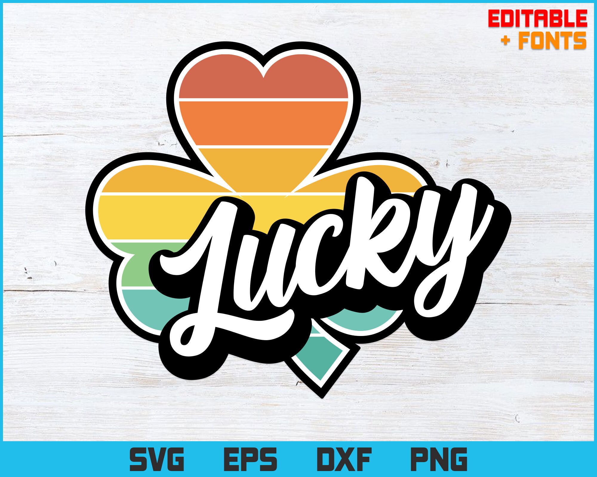 Retro Vintage Lucky Editable T-shirt Design in Ai SVG files | Etsy