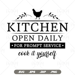 Cuisine ouverte tous les jours svg dxf, fichier de coupe pour Cricut