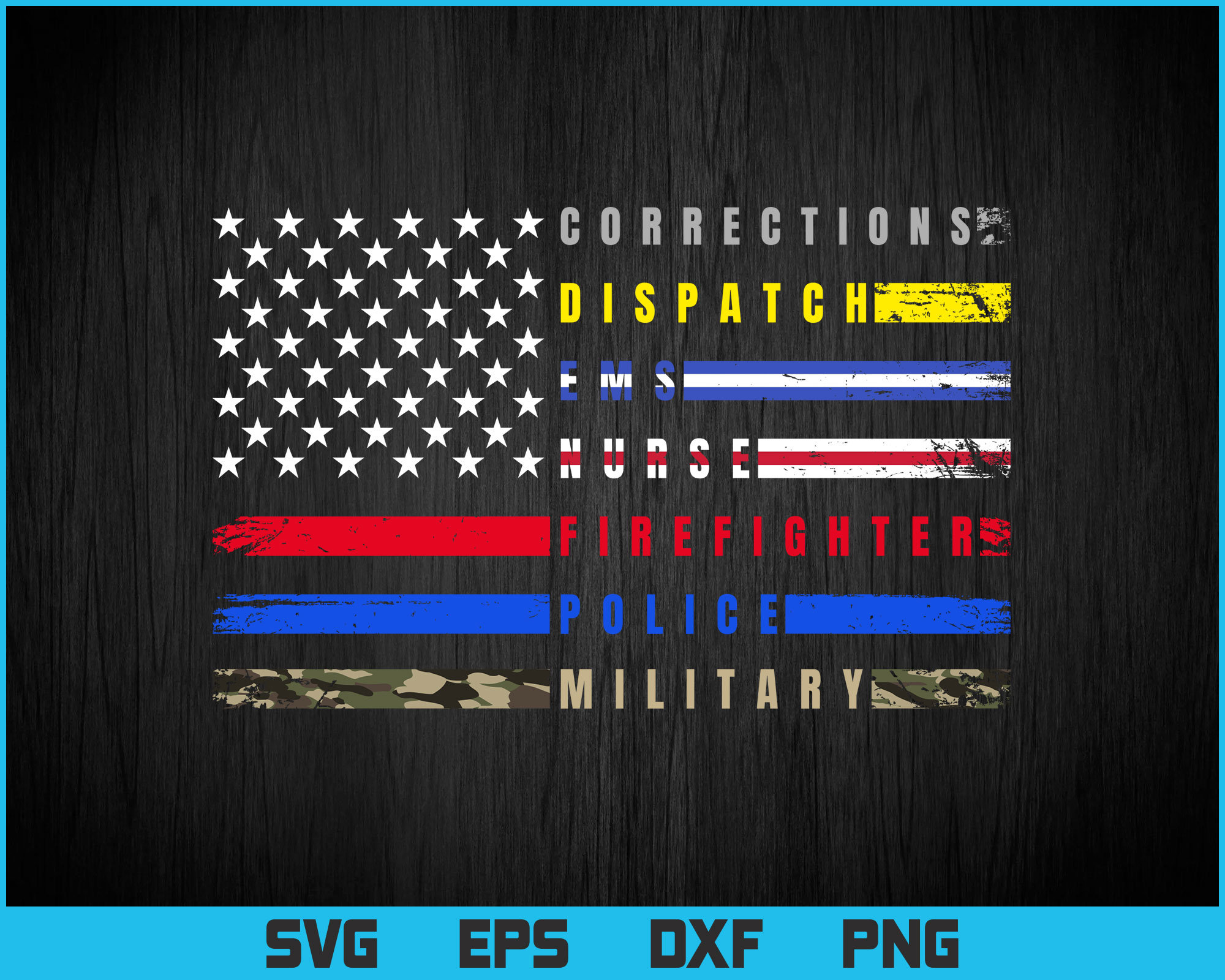 First Responders Hero Flag Nurse EMS Police Fire Military Vector T shirt Design in Ai Svg Png Files, Police Nurse Png Sublimation Files