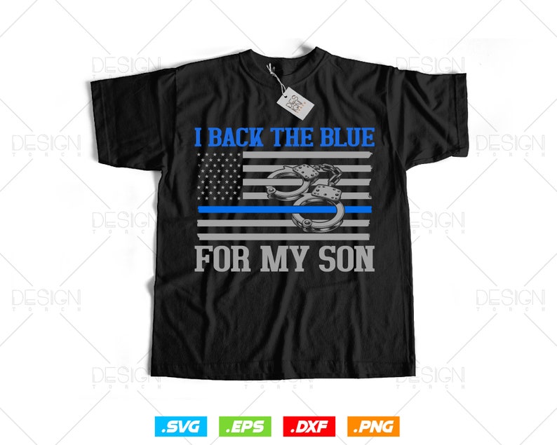 a black shirt with a thin blue line on it