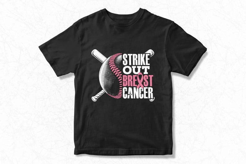 Baseball Strike Out Breast Cancer Svg Png, Breast Cancer Awareness ...