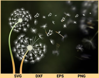 Dente di leone con farfalla SVG, file di taglio, farfalla SVG, clipart, taglio laser, file SVG per Cricut