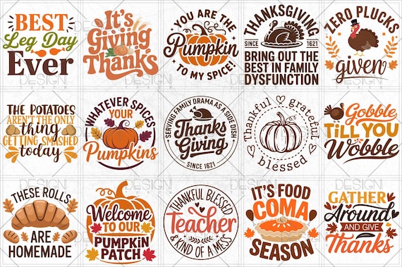 Thanksgiving Svg Png Bundle, Autumn Design Bundle, Turkey Day Png, Fall Svg Bundle, Svg files For Cricut, Pumpkin Digital Download