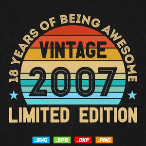 18 Years Of Being Awesome Vintage Limited Edition Verjaardag Vector T-shirt Design Png Svg-bestanden, verjaardagscadeau svg-bestanden voor de cricut