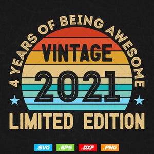 04 Jahre Sein Super Vintage Limited Edition Geburtstag Vektor T-Shirt Design Png svg Dateien, Geburtstagsgeschenk svg Dateien für Cricut