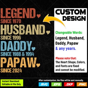 Legende - man - papa - papaja Svg Png-bestanden, Vaderdag Svg-bestand, papa Svg-bestanden, verjaardag T-shirt, papa's liefde, zoon's liefde, gesneden bestanden