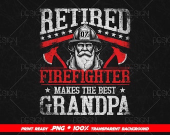 Gepensioneerde brandweerman maakt de beste opa png, vaderdag png, opa geschenken T-shirts ontwerpen, brandweerman dunne rode lijn sublimatie clipart