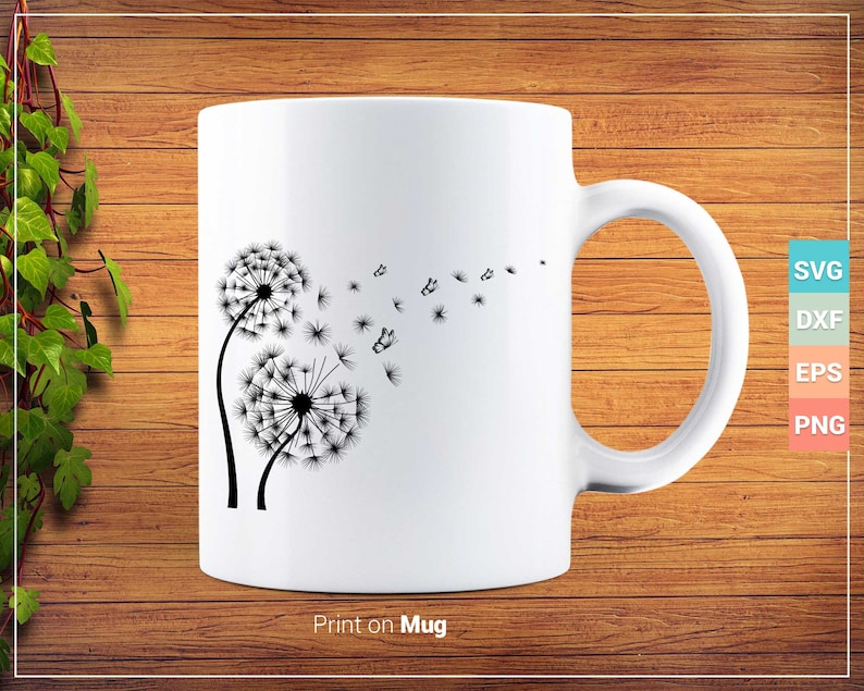 Download Dandelion with Butterfly SVG files for cricut silhouette ...