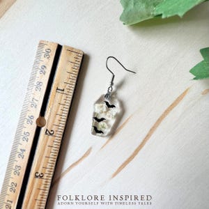 Dried Flower Bat Earrings | Floral Gothic Coffin Earrings | Witchy Pressed Flower Jewelry | Halloween Earrings | Cute Spooky Jewelry Gift image 6