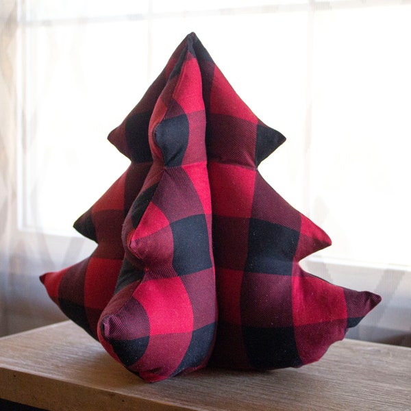 Stuffed Fabric Christmas Tree - Red Buffalo Plaid - Large Check