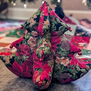 Stuffed Fabric Christmas Tree - Poinsettia