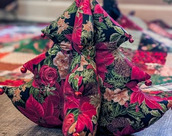 Stuffed Fabric Christmas Tree - Poinsettia