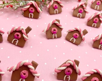 Polymer Clay Gingerbread House Stud Earrings