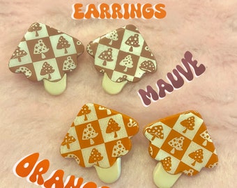 Mushroom Patterned 70's Stud Earrings